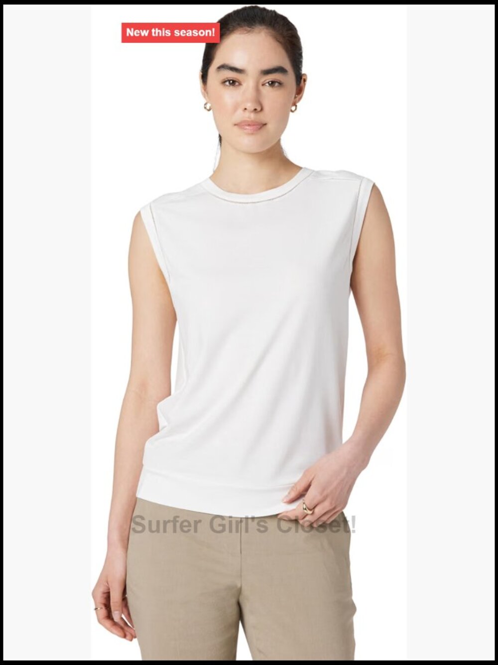 Sleeveless Boxy Tank Top White High Stretch